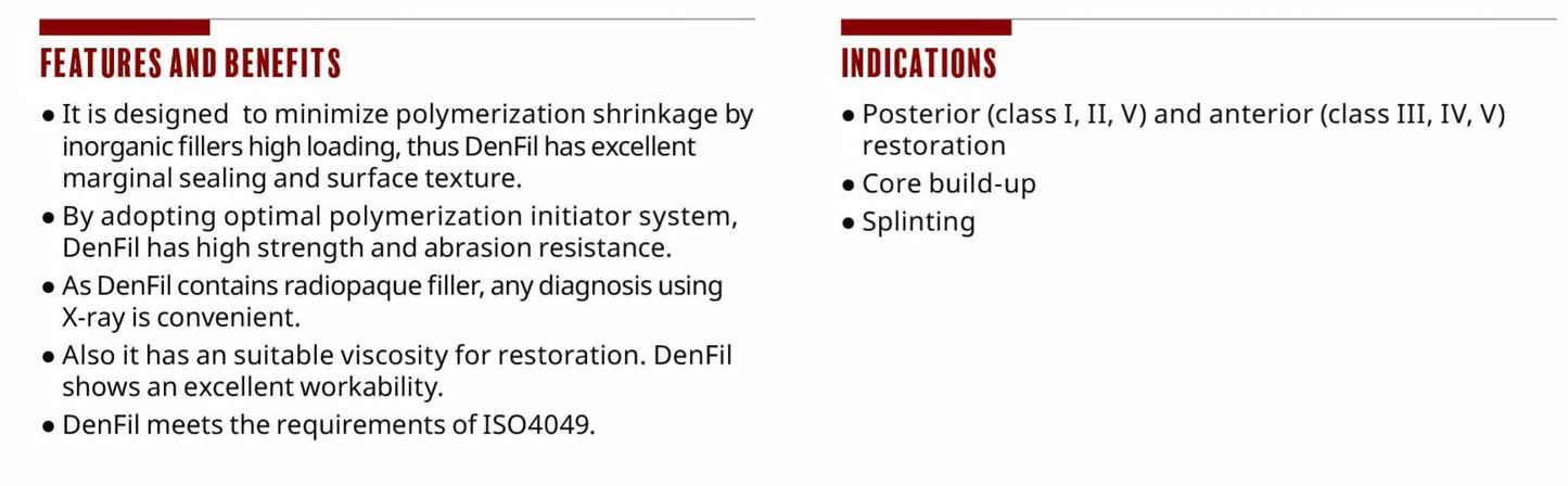 DenFil™ Light-Cured Restorative Composite Resin Syringe Refill