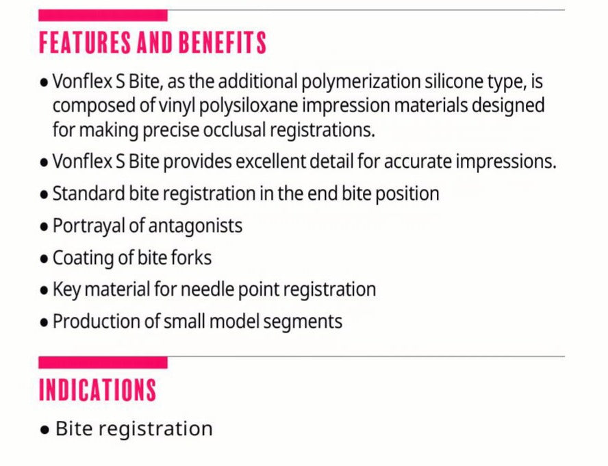 Vonflex™ S Bite – Addition Silicone Bite Registration Material