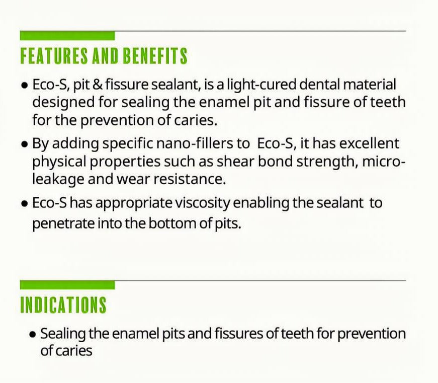 Eco-S Light Cured Pit & Fissure Sealant – Refill Kit