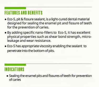 Eco-S Light Cured Pit & Fissure Sealant – Refill Kit